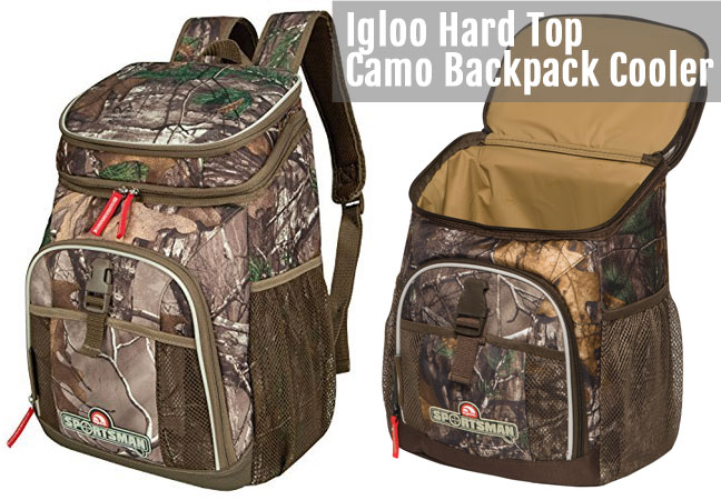 Realtree Camo Backpack Cooler - Hard Top Version with Separate Compartment on Top