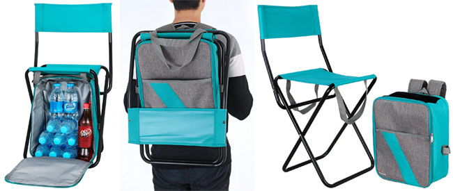 3 Views of the Cooler Backpack with Chair with Backrest