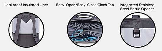 Igloo Cooler Features: Cinch Top, Bottle Opener, Leak-Proof Insulating Liner