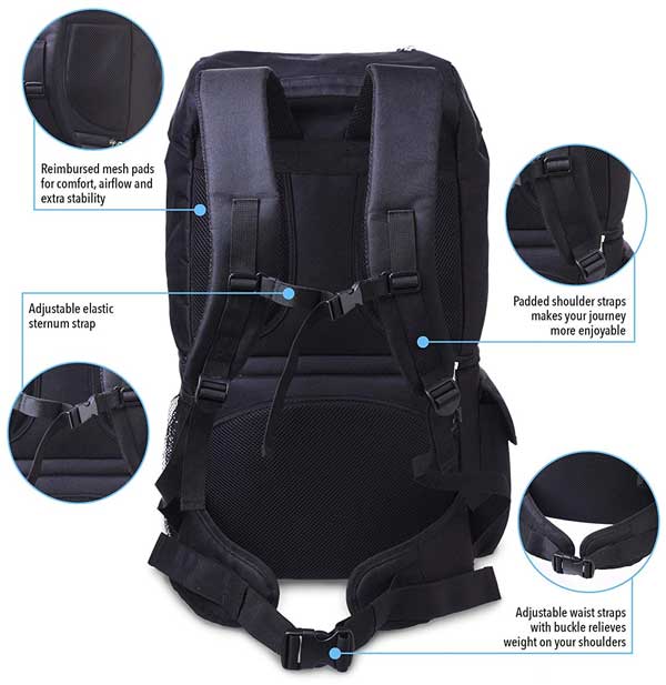 North Coyote Cooler Backpack Features on Back Side and Shoulder Straps