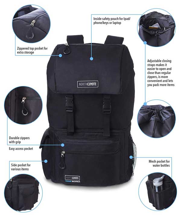 North Coyote Backpack Features Including Pockets and Compartments