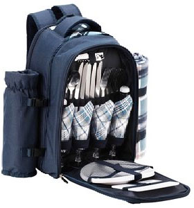 Picnic Basket Backpack with Insulated Cooler Compartment, Utensils and Dishes