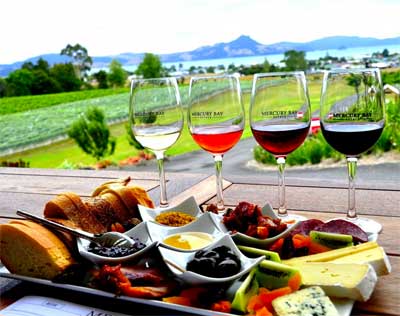 Picnic Bench with a Wine and Cheese Food Plate